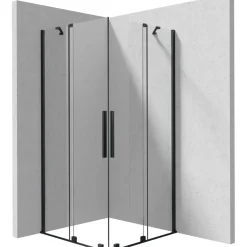 Cabina doccia quadrata Cabaiguán Idrostile vetro trasparente 800x1950 mm nero