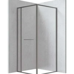 Cabina doccia quadrata Placetas Idrostile vetro trasparente 800x2000 mm titanio