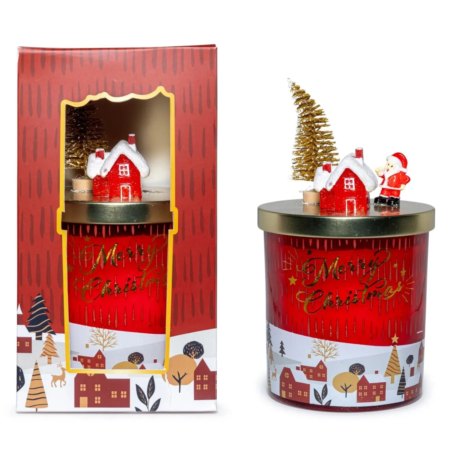 Candela decorativa Natale rosso H 17 cm
