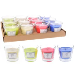 Candela decorativa profumata cofanetto di vetro 9x8 cm assortiti