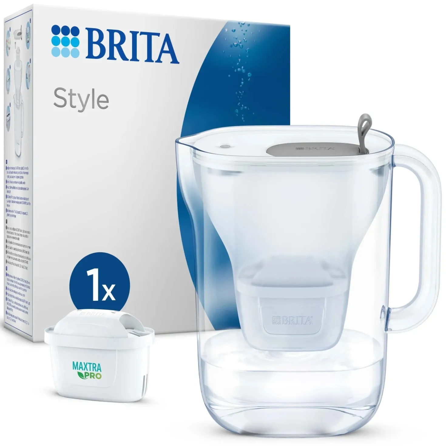 Caraffa filtrante per acqua Brita Style Grey 2,4 l con 1 filtro incluso