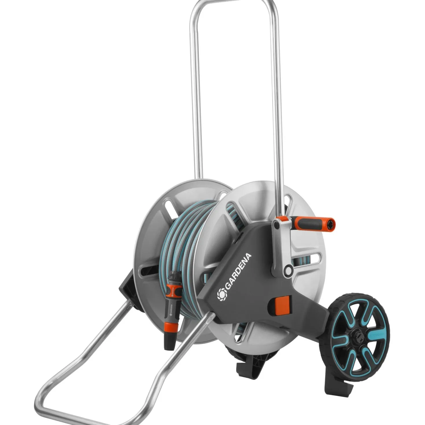 Carrello avvolgitubo Gardena AquaRoll M Metal con tubo 25 m lancia e raccordi