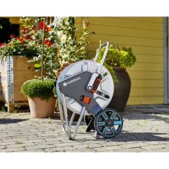 Carrello avvolgitubo Gardena AquaRoll M Metal con tubo 25 m lancia e raccordi