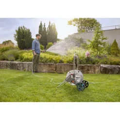 Carrello avvolgitubo Gardena AquaRoll M Metal con tubo 25 m lancia e raccordi