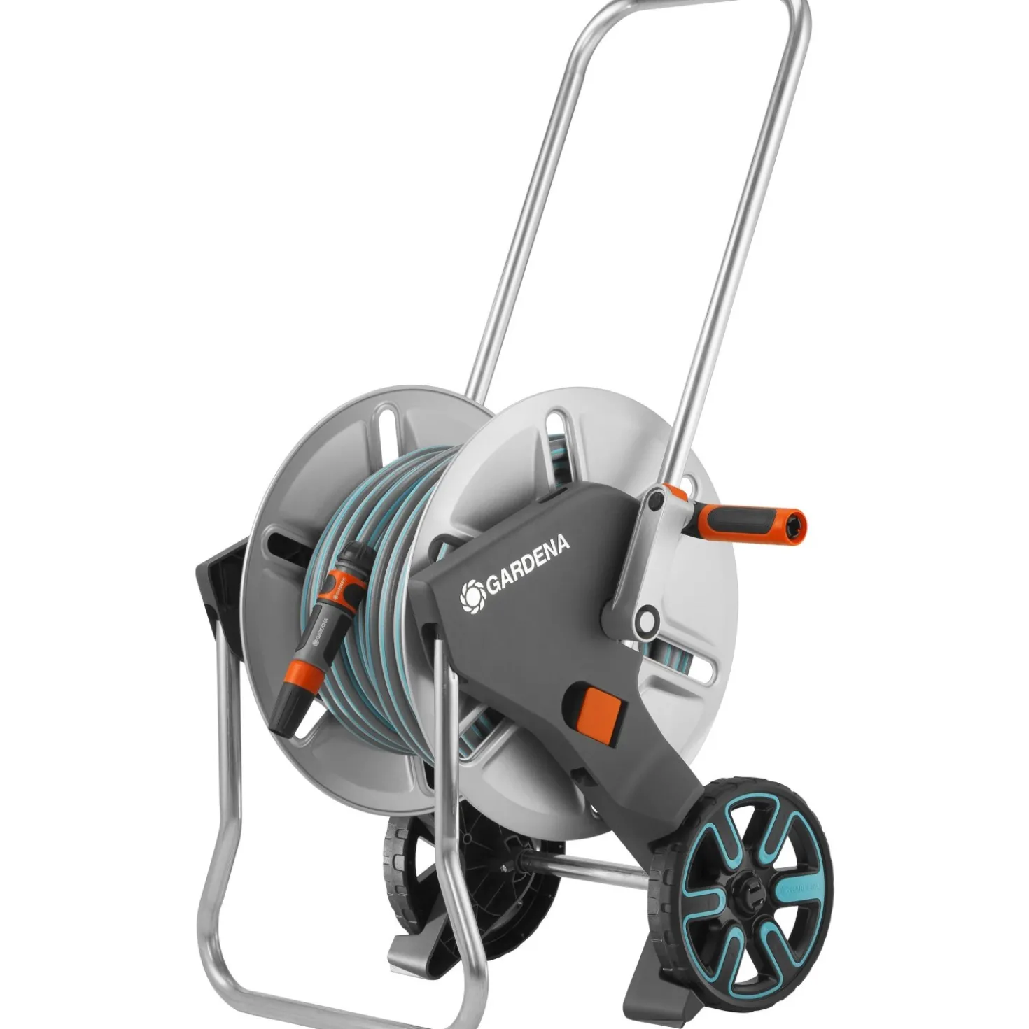 Carrello avvolgitubo Gardena AquaRoll M Metal con tubo 25 m lancia e raccordi