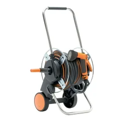 Carrello avvolgitubo in metallo con pistola multigetto e tubo 35 m