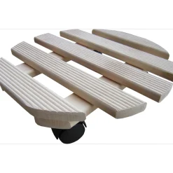 Carrello per piante rigato tondo in faggio naturale Ø 30x30 cm
