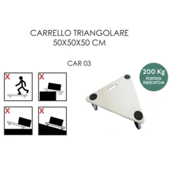 Carrello triangolare in compensato 50x50x50 cm