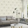 Carta da parati decorativa damasco beige