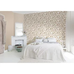 Carta da parati TNT Rasch foglie beige e oro 10,05x0,53 m