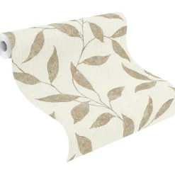 Carta da parati TNT Rasch foglie beige e oro 10,05x0,53 m