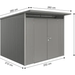 Casetta da giardino Biohort AvantGarde sp 0,5 mm 260x260x218 cm quarzo 2 batt.