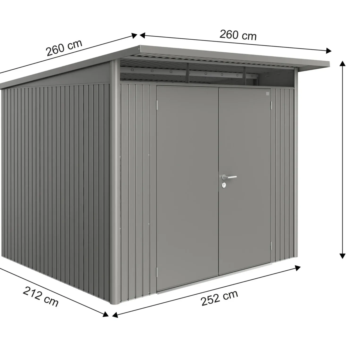 Casetta da giardino Biohort AvantGarde sp 0,5 mm 260x260x218 cm quarzo 2 batt.