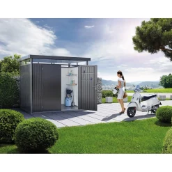 Casetta da giardino Biohort HighLine sp 0,5 mm 275x315x222 cm grigio 2 batt.