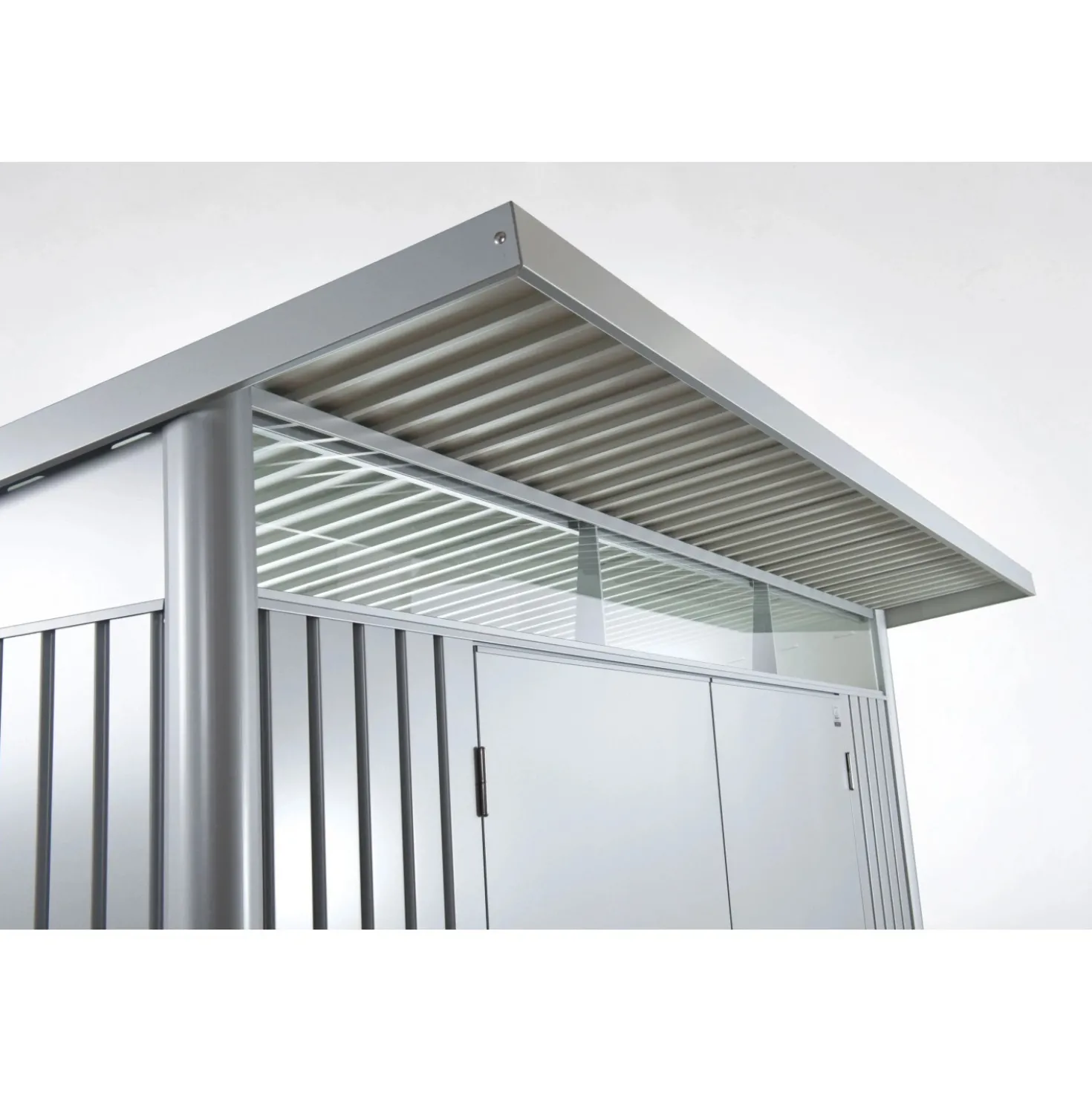 Casetta da giardino Biohort AvantGarde sp 0,5 mm 180x380x222 cm argento 2 batt.