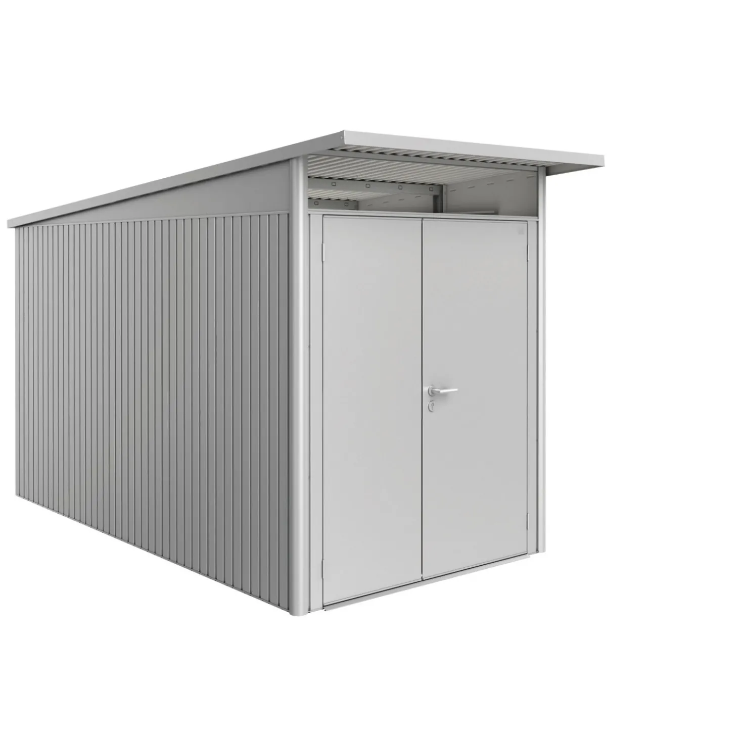 Casetta da giardino Biohort AvantGarde sp 0,5 mm 180x380x222 cm argento 2 batt.