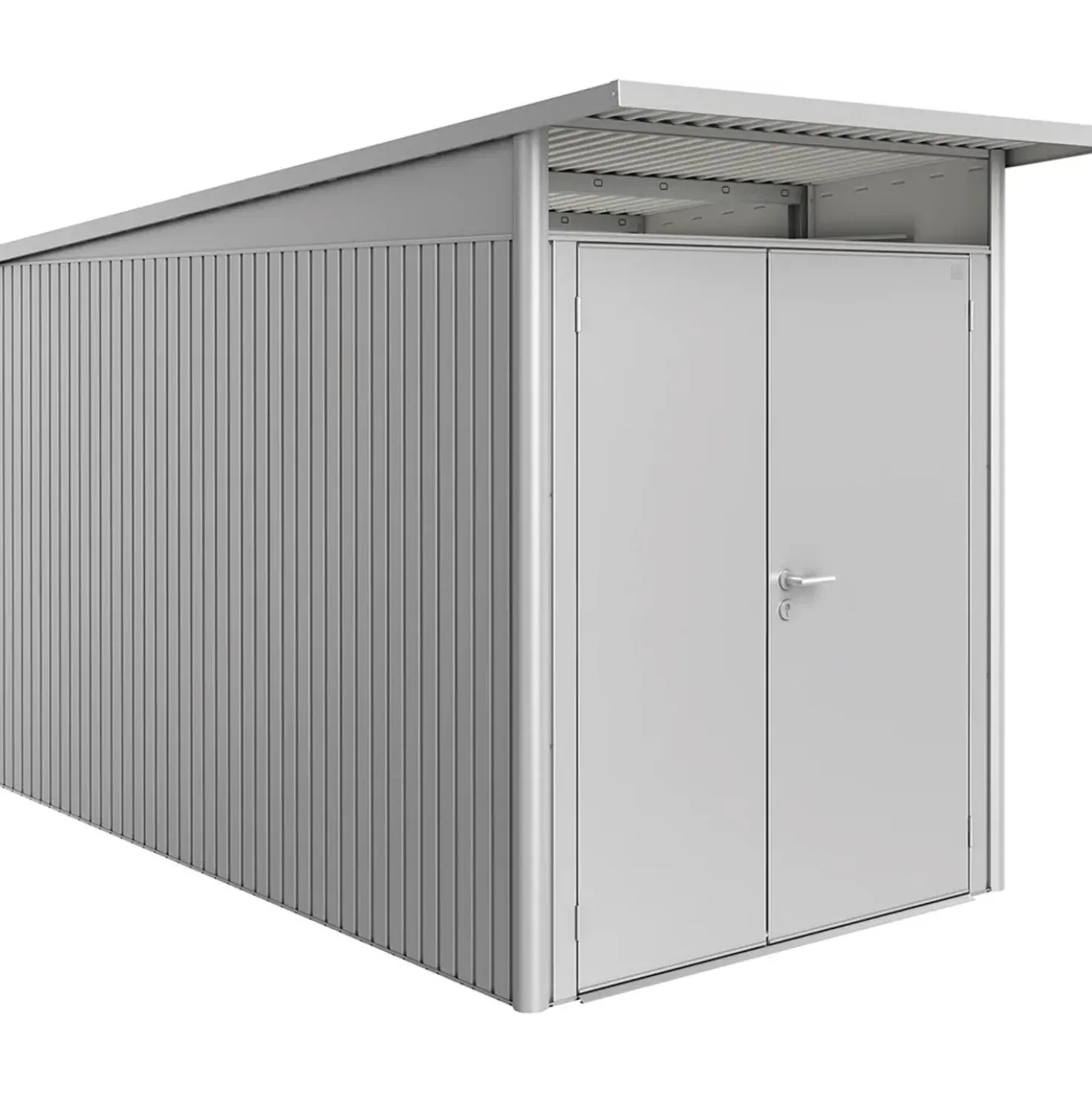 Casetta da giardino Biohort AvantGarde sp 0,5 mm 180x380x222 cm argento 2 batt.