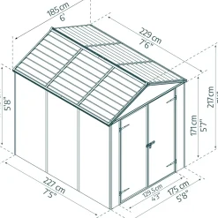 Casetta da giardino Canopia Rubicon sp 10 mm 229x185x217 cm grigio 2 batt.