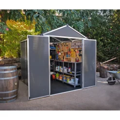 Casetta da giardino Canopia Rubicon sp 10 mm 229x185x217 cm grigio 2 batt.