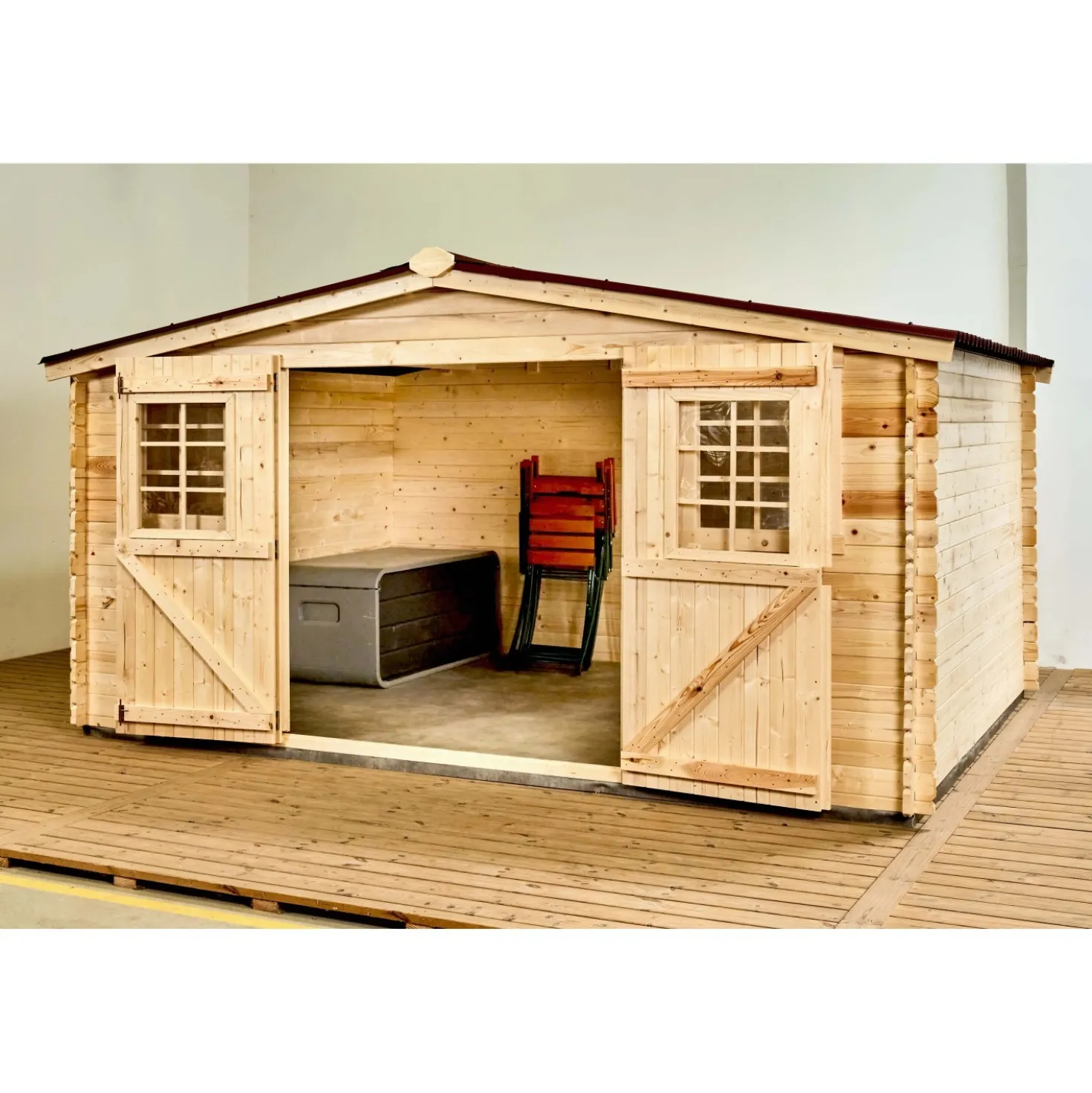 Casetta da giardino in legno sp 28 mm H207xL416xP404 cm