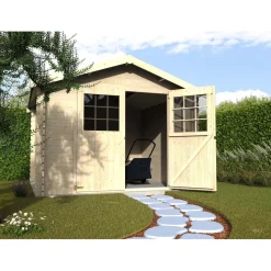 Casetta da giardino in legno Blockhaus Larissa sp 28 mm H232xL317xP313 cm