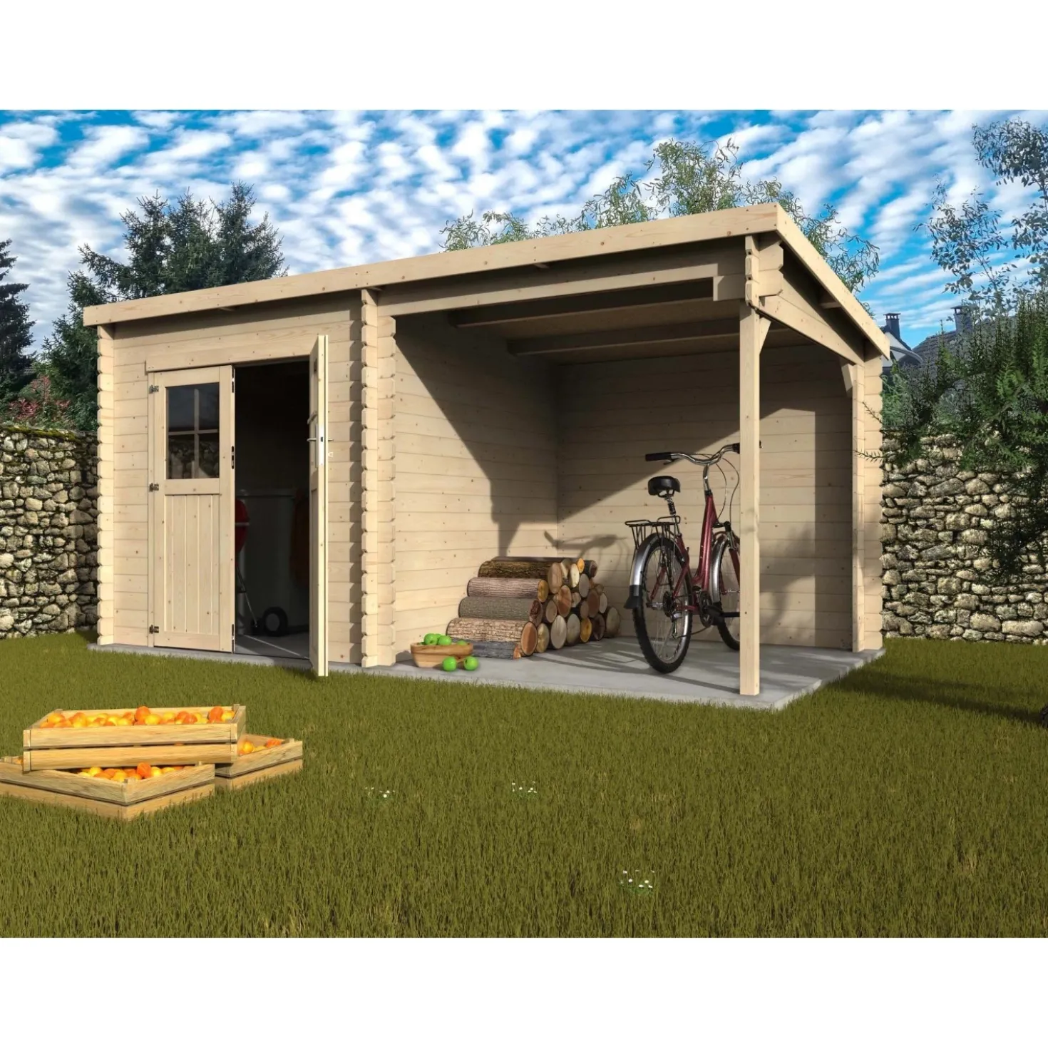 Casetta da giardino in Legno Noa sp 28 mm H213xL447xP234 cm