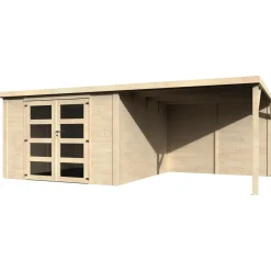 Casetta da giardino in legno Blockhaus Pireo sp 28 mm H204xL593xP333 cm