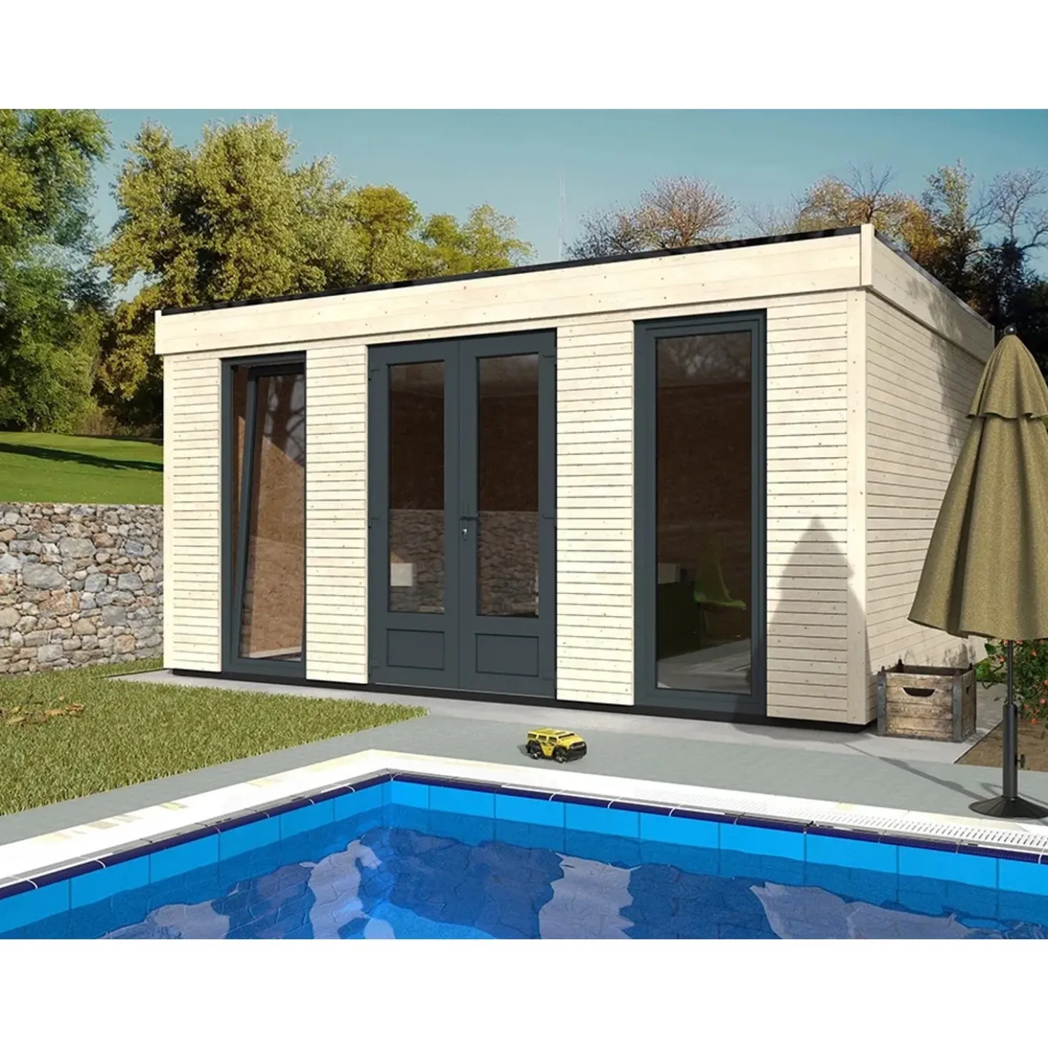 Casetta da giardino in legno semi-abitabile H250xL497xP365 cm 15,25 m²