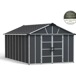 Casetta da giardino in metallo Palram Yukon antracite sp 10 mm H252xL519xP332 cm