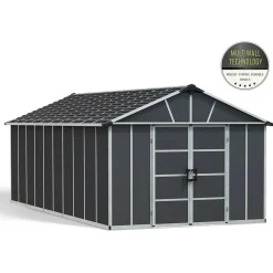 Casetta da giardino in metallo Palram Yukon antracite sp 10 mm H252xL643xP332 cm