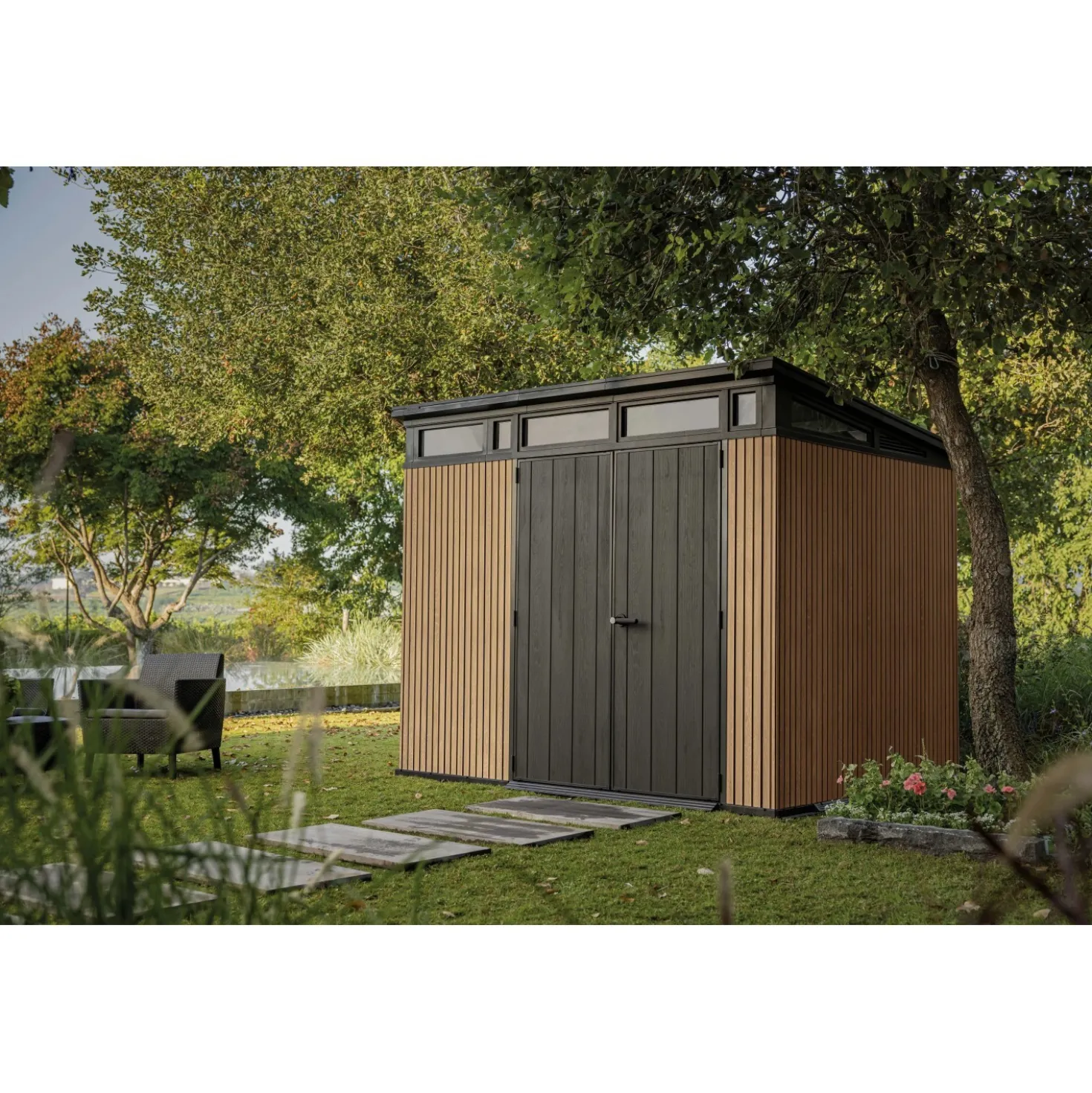 Casetta da giardino in plastica Keter Pent sp. 20 mm marrone chiaro 6 m²