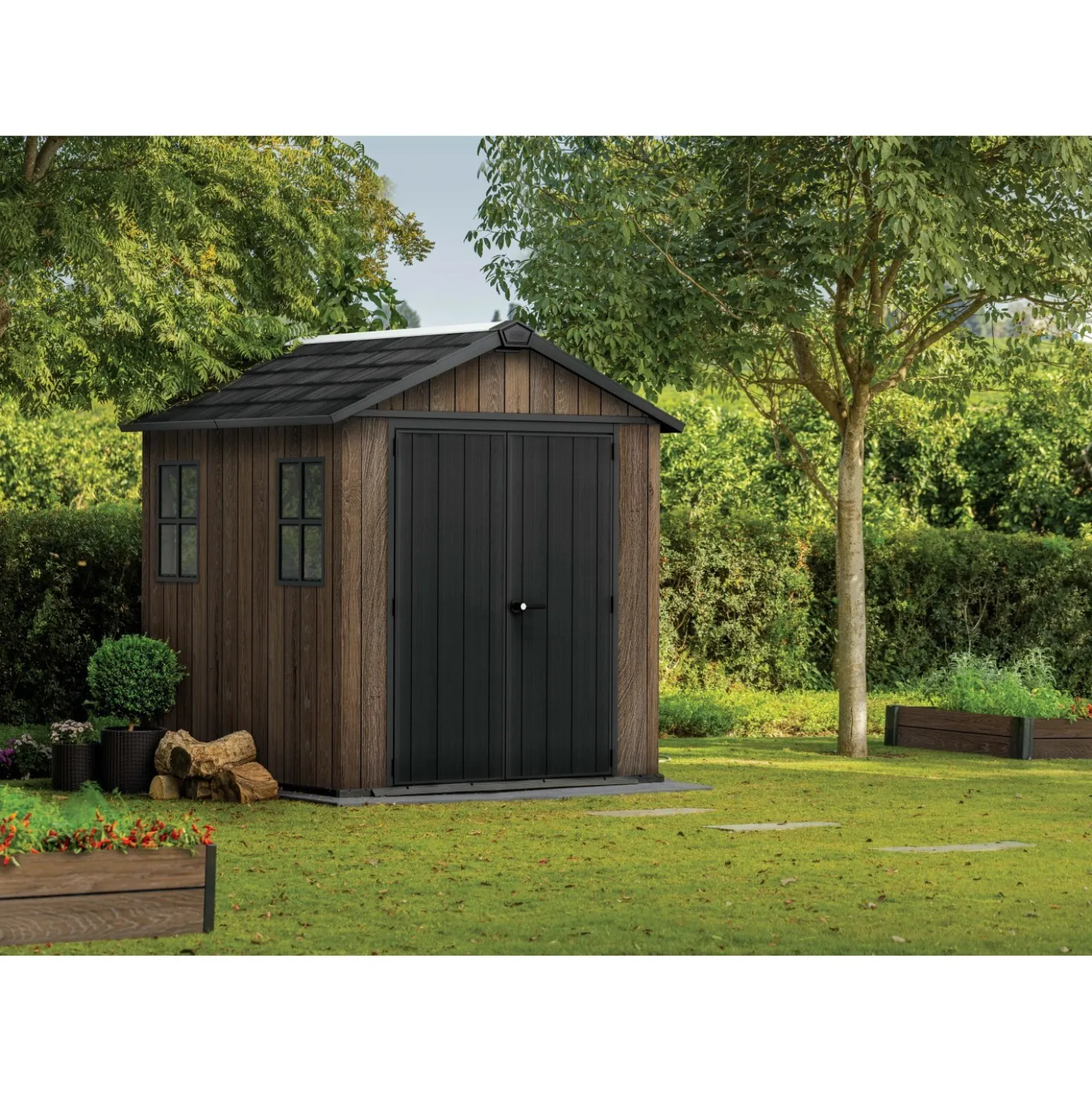 Casetta da giardino in plastica Keter Apex sp.20 mm marrone scuro 7,4 m²
