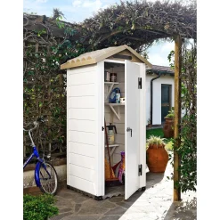Casetta da giardino in PVC Garofalo Tuscany 80 sp. 20 mm bianco crema 0,93 m²