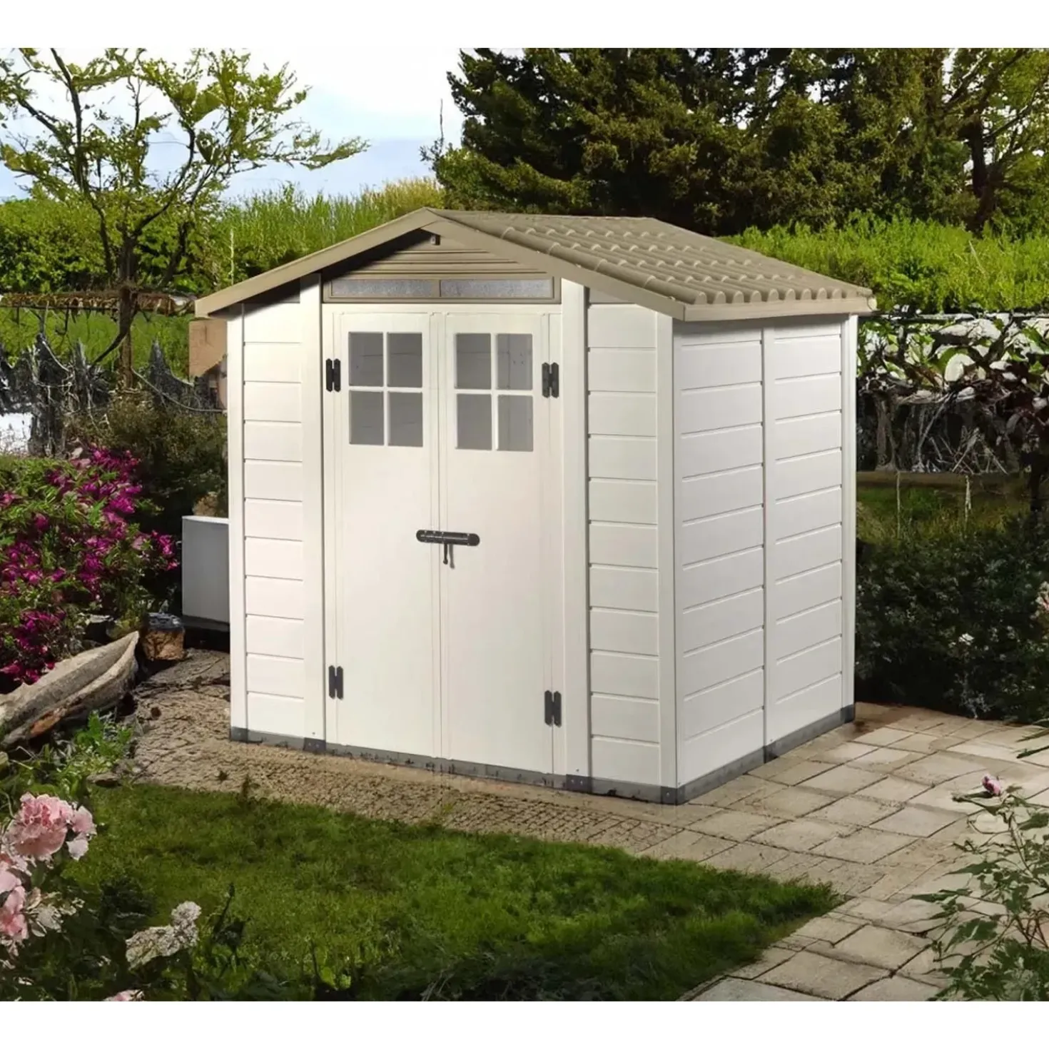 Casetta da giardino in PVC Tuscany Evo sp. 20 mm beige 3,98 m²