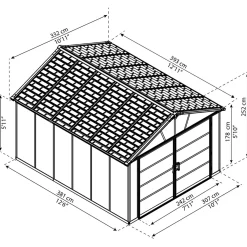Casetta da giardino in PVC Palram Canopia Yukon sp. 10 mm grigio 13,1 m²