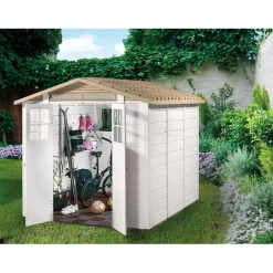 Casetta da giardino in PVC Garofalo Tuscany Evo sp. 20 mm bianco crema 6 m²