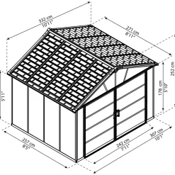 Casetta da giardino in PVC Palram Canopia Yukon sp. 10 mm grigio 8 m²