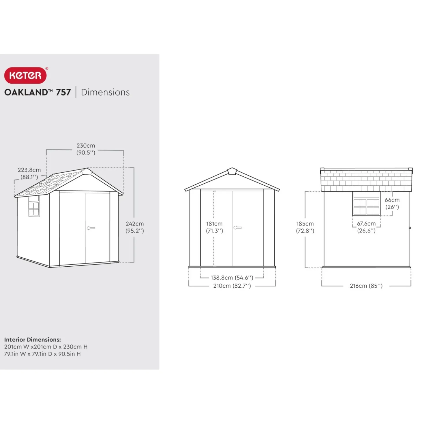 Casetta da giardino in resina Keter Oakland sp. 20 mm grigio 4,5 m²