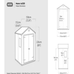 Casetta da giardino in resina Keter Manor sp. 16 mm 185x152x226 cm grigio