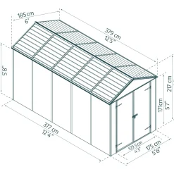 Casetta da giardino Rubicon sp 10 mm H217xL378,6xP185 cm