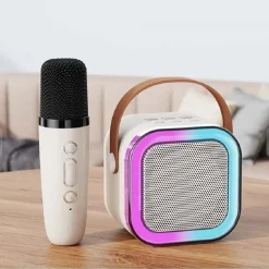 Cassa Bluetooth con luci LED e supporto Micro SD beige