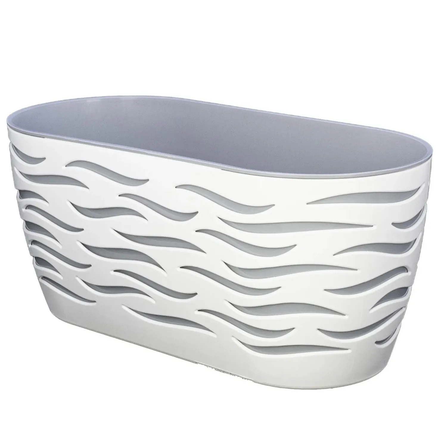 Cassetta portafiori Sahara Duo 15,6x34,7x16,7 cm bianco/platino