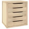 Cassettiera 5 cassetti in legno Natura 45,8x39x30 cm beige