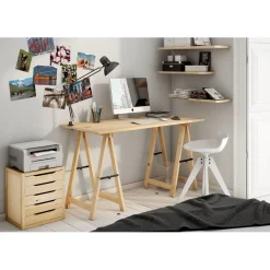 Cassettiera 5 cassetti in legno Natura 45,8x39x30 cm beige