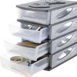 Cassettiera 4 cassetti Medyabox 26x35x39 cm antracite