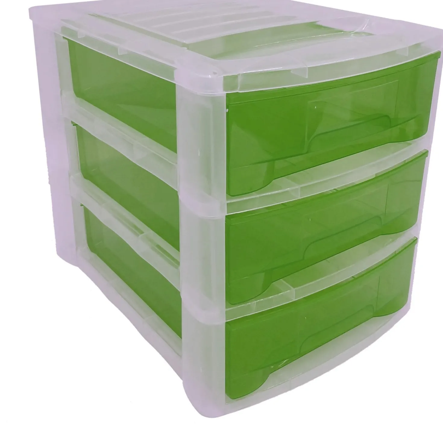 Cassettiera 3 cassetti Midi Clear 27x36x30 cm verde
