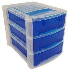 Cassettiera 3 cassetti Midi Clear 27x36x30 cm azzurro