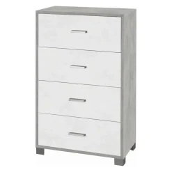 Cassettiera in kit 4 cassetti Sarmog 112x70x41 cm cemento/bianco