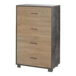 Cassettiera in kit 4 cassetti Sarmog 112x70x41 cm ossido nero/noce
