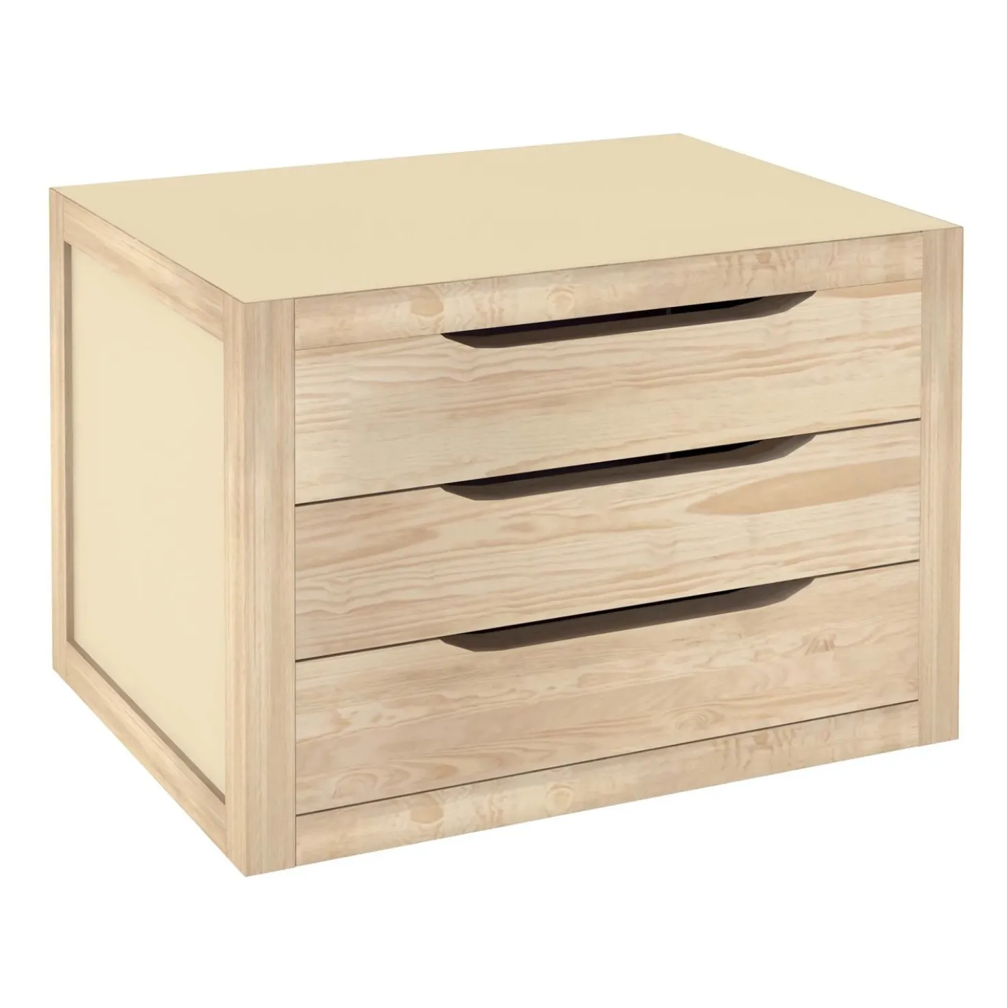 Cassettiera in legno 3 cassetti Natrua 29,5x39x30 cm beige